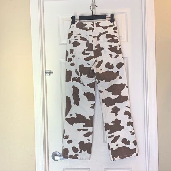 Princess Polly Be Wild Cowhide Print Denim Jeans Size 0 - Picture 3 of 10